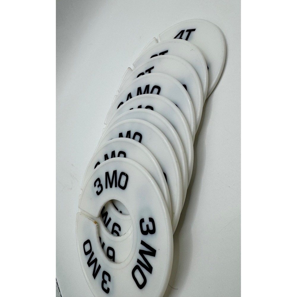 Closet Clothes Rack Dividers Baby/Toddler White 9pc Set 3mo-4T Plastic Rings